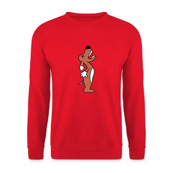 Dog angrily yelling upwards barking loudly yapping - Unisex Sweatshirt - red - Front - Alina (178cm) & Michal (187cm)