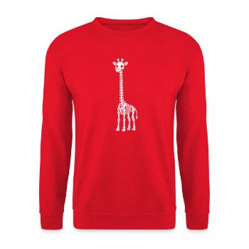 Süßes Skelett Giraffe Langhals Cartoon Shirt - Unisex Pullover - Rot - Vorne - Alina (178cm) & Michal (187cm)
