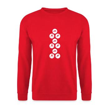 Triathlon Swim Bike Run Marathon - Unisex Pullover - Rot - Vorne - Alina (178cm) & Michal (187cm)