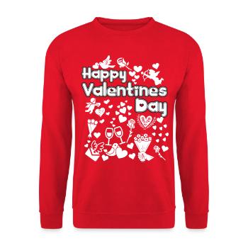 Valentinstag, Valentinstag, Valentinstag - Unisex Pullover - Rot - Vorne - Alina (178cm) & Michal (187cm)