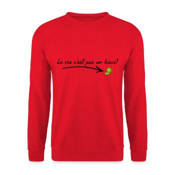 La vie c'est pas un kiwi. - Sweat-shirt Unisexe - rouge - Devant - Alina (178cm) & Michal (187cm)