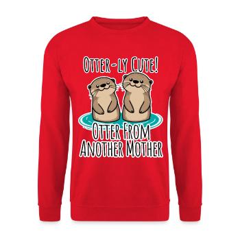 Niedliche Otter Freunde, Otter from another mother - Unisex Pullover - Rot - Vorne - Alina (178cm) & Michal (187cm)
