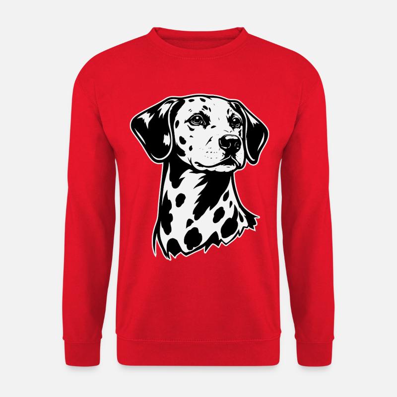 Dalmatian Portrait Black & White - Unisex Sweatshirt - red