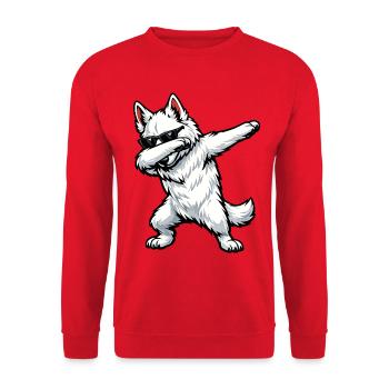 Dabbing Berger Blanc Suisse - Unisex Sweatshirt - red - Front - Alina (178cm) & Michal (187cm)