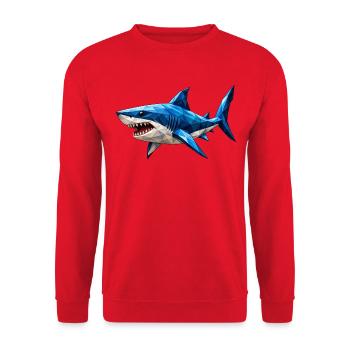 Low Poly Shark - Unisex Sweatshirt - red - Front - Alina (178cm) & Michal (187cm)