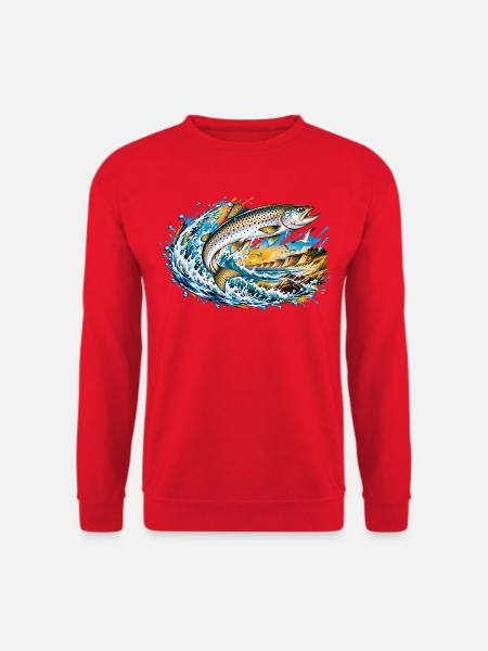 Meerforelle farbig Wellen - Unisex Pullover - Rot
