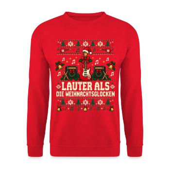 Lauter als die Weihnachtsglocken - Unisex Pullover - Rot - Vorne - Alina (178cm) & Michal (187cm)