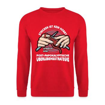 Stricken - postapokalyptische überlebensstrategie - Unisex Pullover - Rot - Vorne - Alina (178cm) & Michal (187cm)