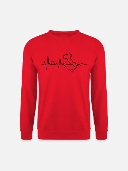 Herzschlag Italien Umriss Karte Ich Liebe Italia - Unisex Pullover - Rot