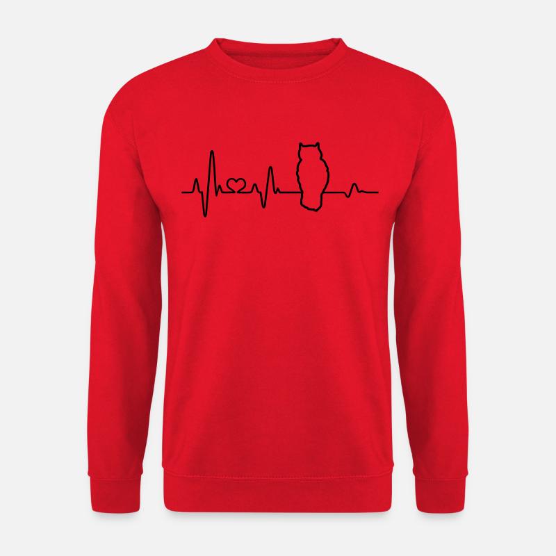 Eule Herzschlag Eulenliebhaber Wald Tier Kauz - Unisex Pullover - Rot
