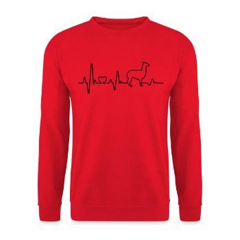 Alpaca Heartbeat Alpaca breeding I love alpacas - Unisex Sweatshirt - red - Front - Alina (178cm) & Michal (187cm)