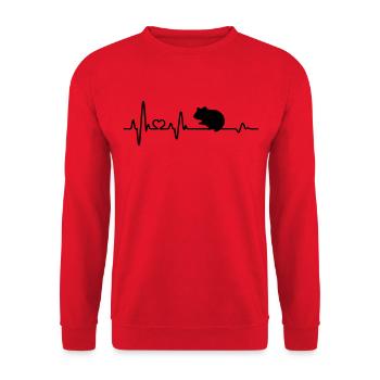 Hamster Pulse Heartbeat Heartbeat Heart Rate Rodent - Unisex Sweatshirt - red - Front - Alina (178cm) & Michal (187cm)