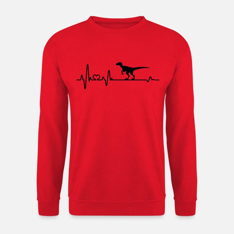 Herzschlag Dinosaurier Velociraptor Dino Urzeit - Unisex Pullover - Rot