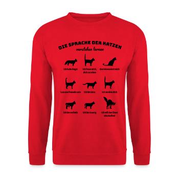 Katzen verstehen lernen - Unisex Pullover - Rot - Vorne - Alina (178cm) & Michal (187cm)