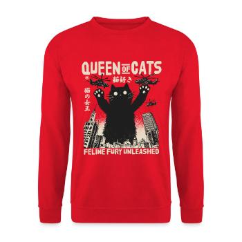 QUEEN OF CATS JAPAN JAPANESE MONSTER CATS - Unisex Sweatshirt - red - Front - Alina (178cm) & Michal (187cm)