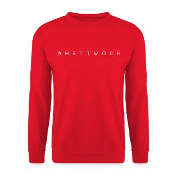 #METTWOCH - Für Mett und Mettbrötchten Liebhaber - Unisex Pullover - Rot - Vorne - Alina (178cm) & Michal (187cm)