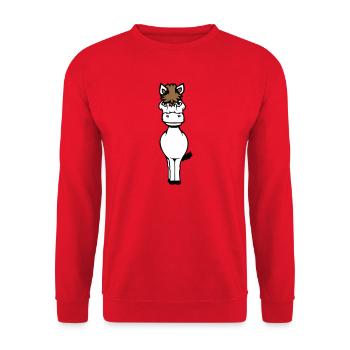 Pferd Süß Pony Fohlen Pferdemädchen Niedlich Comic - Unisex Pullover - Rot - Vorne - Alina (178cm) & Michal (187cm)