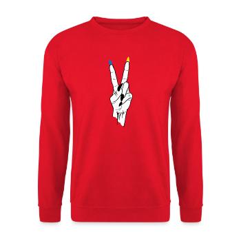 Sieg Ukraine Frieden - Unisex Pullover - Rot - Vorne - Alina (178cm) & Michal (187cm)