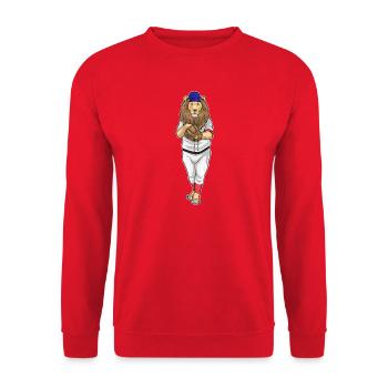 Lion Baseball Baseball Glove Sports - Unisex Sweatshirt - red - Front - Alina (178cm) & Michal (187cm)