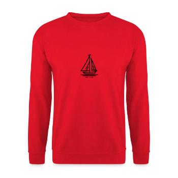 Minimalist Sailboat Line Art - black - Unisex Sweatshirt - red - Front - Alina (178cm) & Michal (187cm)