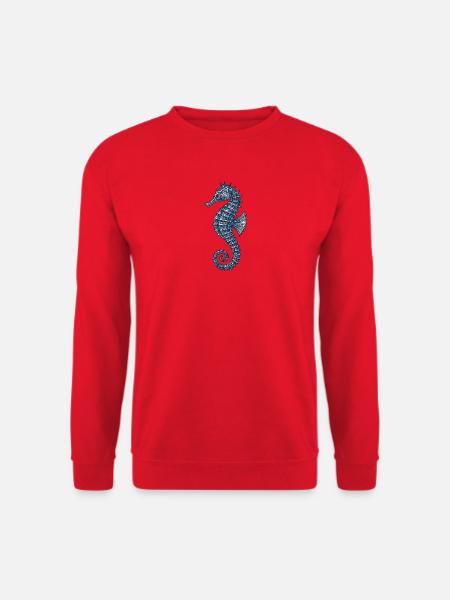 Elegante Marine Seepferdchen Illustration - Unisex Pullover - Rot