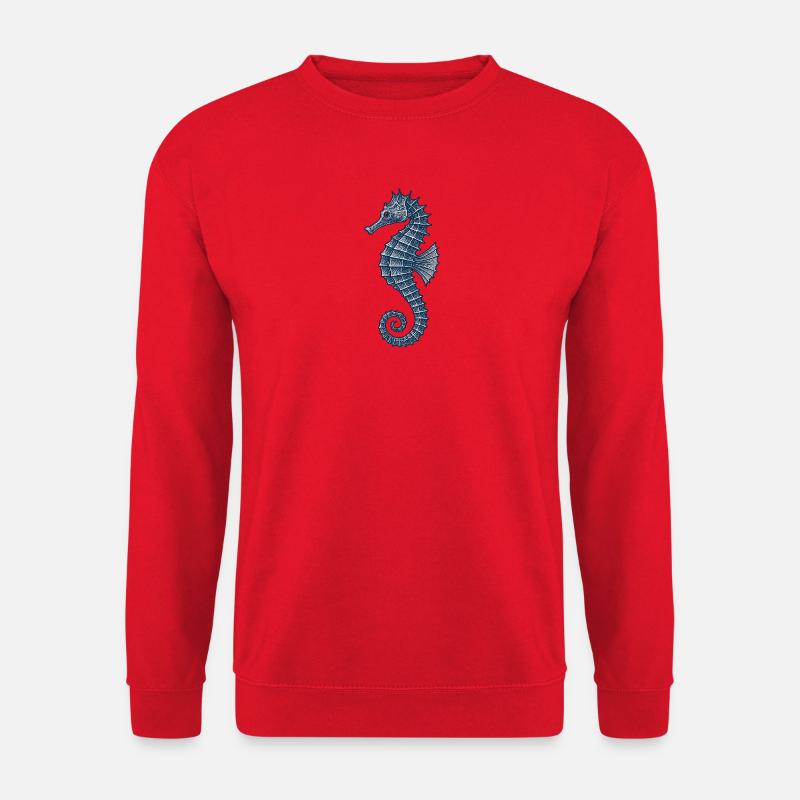 Elegante Marine Seepferdchen Illustration - Unisex Pullover - Rot