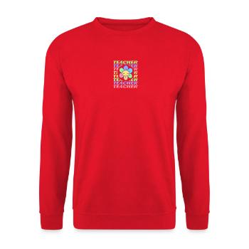 Lehrer Design - Unisex Pullover - Rot - Vorne - Alina (178cm) & Michal (187cm)