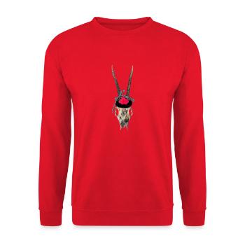 Rehgeweih Bollenhut - Unisex Pullover - Rot - Vorne - Alina (178cm) & Michal (187cm)