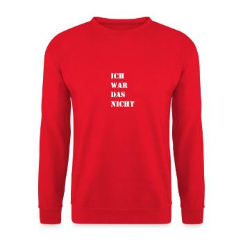 Ich war das nicht - Unisex Pullover - Rot - Vorne - Alina (178cm) & Michal (187cm)