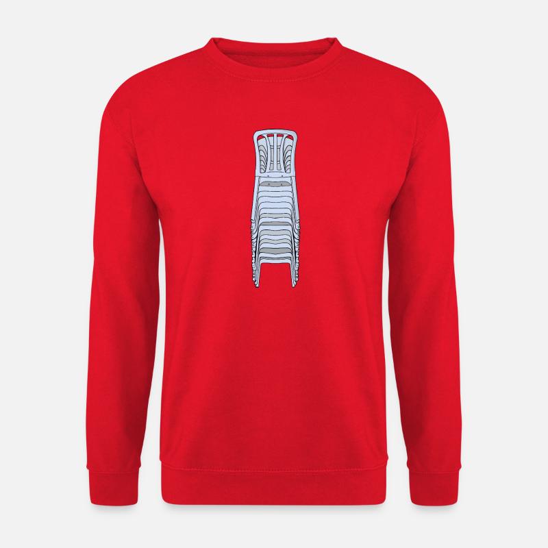 Gestapelte Plastik-Monobloc-Stühle - Unisex Pullover - Rot