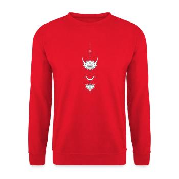 Lotus-Mandala und Mondsichel - Unisex Pullover - Rot - Vorne - Alina (178cm) & Michal (187cm)