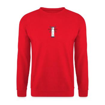 Swinemünde Leuchtturm , Handzeichnung Polen - Unisex Pullover - Rot - Vorne - Alina (178cm) & Michal (187cm)