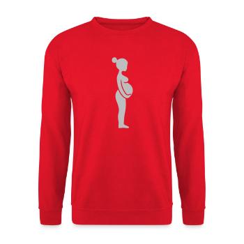 Schwangerschafts-Silhouette Grau - Unisex Pullover - Rot - Vorne - Alina (178cm) & Michal (187cm)