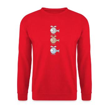Vintage helicopter design in pastel colors - Unisex Sweatshirt - red - Front - Alina (178cm) & Michal (187cm)