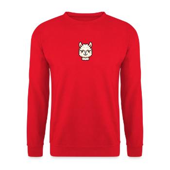 Alpaca Llama Head Comic Cartoon - Unisex Sweatshirt - red - Front - Alina (178cm) & Michal (187cm)