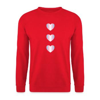 Trans flag colours hearts - Unisex Sweatshirt - red - Front - Alina (178cm) & Michal (187cm)