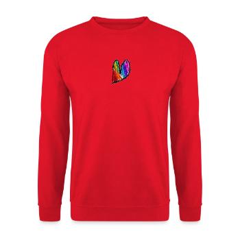 Regenbogenherz Kritzelkunst - Unisex Pullover - Rot - Vorne - Alina (178cm) & Michal (187cm)