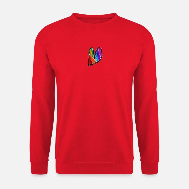 Regenbogenherz Kritzelkunst - Unisex Pullover - Rot