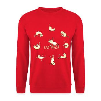 Katze yoga katze niedlich namaste meditation lotus - Unisex Pullover - Rot - Vorne - Alina (178cm) & Michal (187cm)