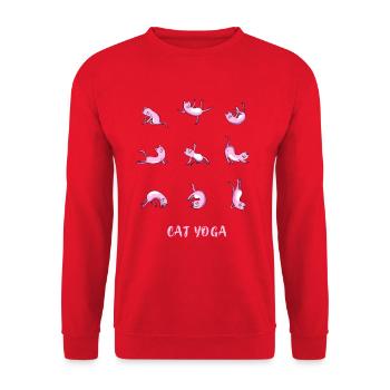 Yoga Katzen pink sport spirituell namaste humor om - Unisex Pullover - Rot - Vorne - Alina (178cm) & Michal (187cm)