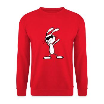 Vintage Dab danse Hare - tamponnant Lapin de Pâques - Sweat-shirt Unisexe - rouge - Devant - Alina (178cm) & Michal (187cm)