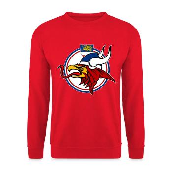 Wikinger-Greif Rostock - Unisex Pullover - Rot - Vorne - Alina (178cm) & Michal (187cm)