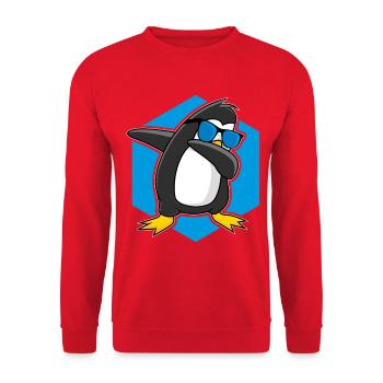 Tanzender Pinguin - Unisex Pullover - Rot - Vorne - Alina (178cm) & Michal (187cm)