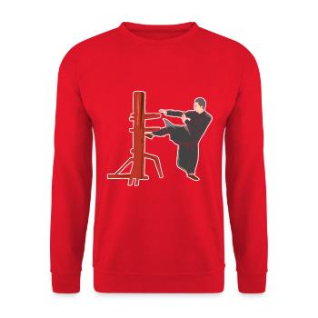 Wing Chun Kampfpose - Unisex Pullover - Rot - Vorne - Alina (178cm) & Michal (187cm)