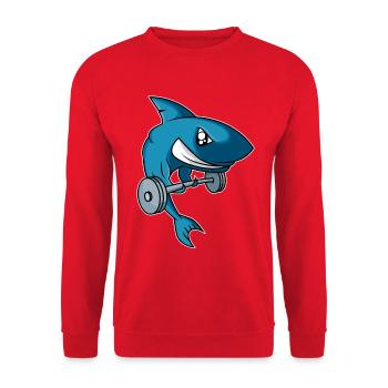 Gewichtheber Hai - Iron Shark Stemmeisen - Unisex Pullover - Rot - Vorne - Alina (178cm) & Michal (187cm)