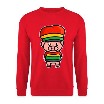 Doux cochon de la Jamaïque - design - Sweat-shirt Unisexe - rouge - Devant - Alina (178cm) & Michal (187cm)