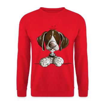 Drolliger Deutsch Kurzhaar - Unisex Pullover - Rot - Vorne - Alina (178cm) & Michal (187cm)