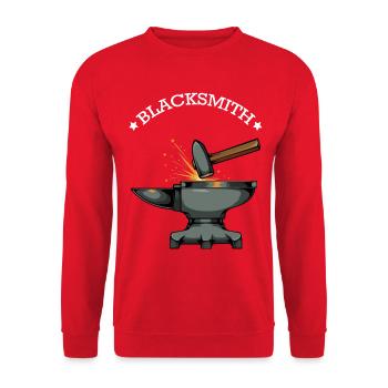 Schmiede Funken und Amboss - Unisex Pullover - Rot - Vorne - Alina (178cm) & Michal (187cm)
