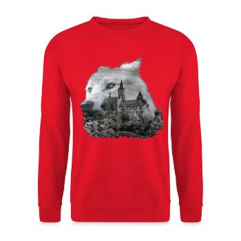 Wolf, Wolfskopf und der Harz - Unisex Pullover - Rot - Vorne - Alina (178cm) & Michal (187cm)
