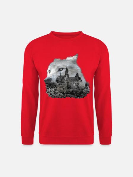 Wolf, Wolfskopf und der Harz - Unisex Pullover - Rot